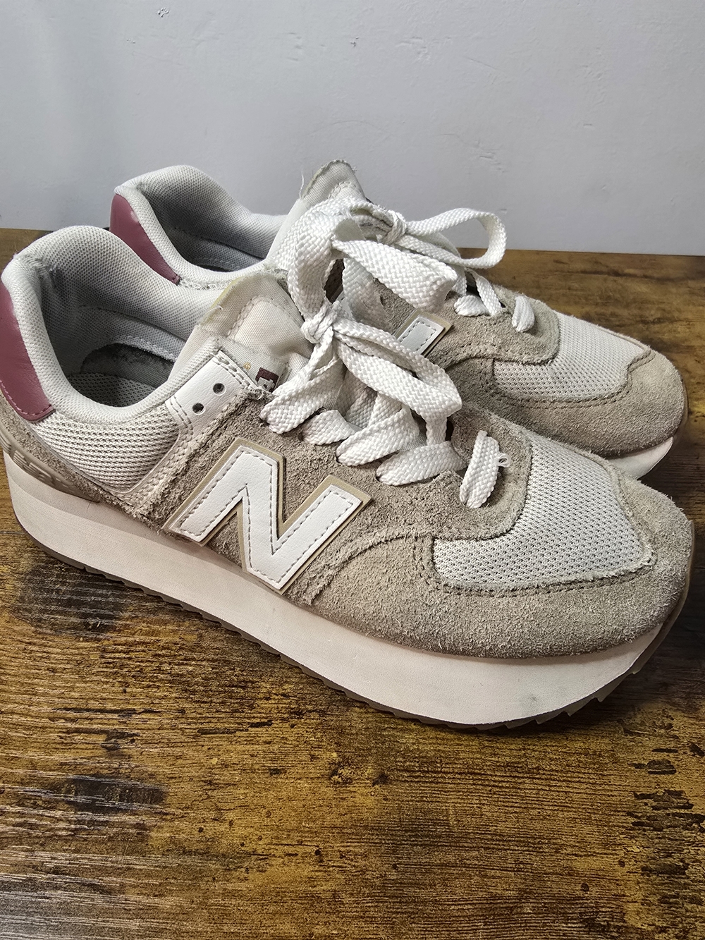 New Balance 574+ Platform Sneakers - Beige/Tan - Women's Size 9 - Picture 2 of 7
